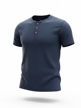 Men's Short Sleeve Henley T-Shirt in Navy
